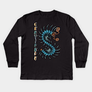 Orange & Blue Centipede with Spray Paint Kids Long Sleeve T-Shirt